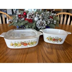 CorningWare A-1-B & P-43-B Spice of Life Casserole Dishes Vintage USA Set
